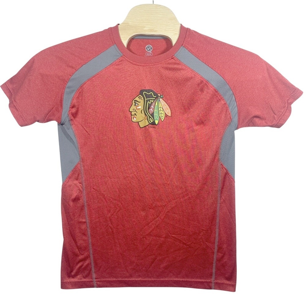 NHL Chicago Blackhawks T Shirt Mens Size M Red Performance Short Sleeve‎ Hockey